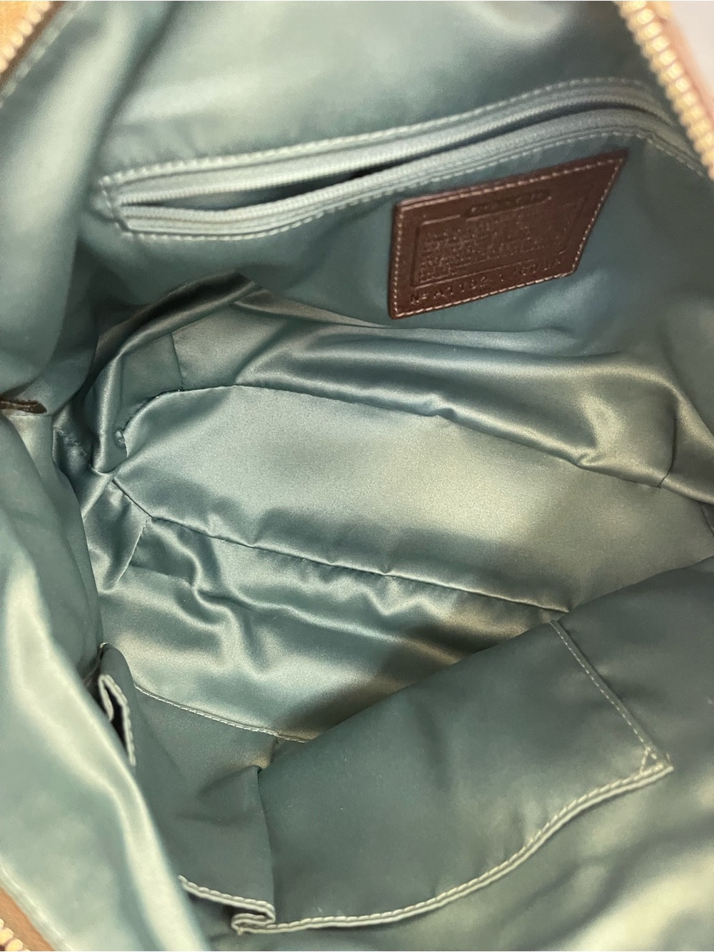 Coach Beige Signature Canvas Satchel with Brown Leather Trim - Picture 8 of 9